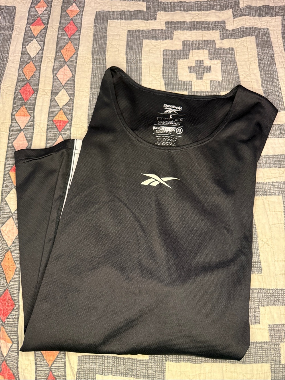 Reebok Black Performance Tank with White Logo
